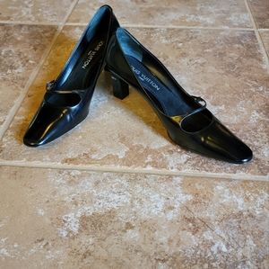 Louis Vuitton Black Leather Mary Jane Plaque Shoes Sz. Eur. 39.5
